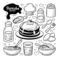 Pancake recipe with hand drawn doodle element