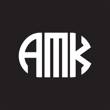 AMK letter logo design on black background. AMK