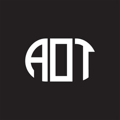 AOT letter logo design on black background. AOT