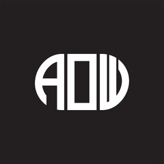 AOW letter logo design on black background. AOW