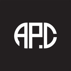 APC letter logo design on black background. APC