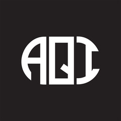 AQI letter logo design on black background. AQI