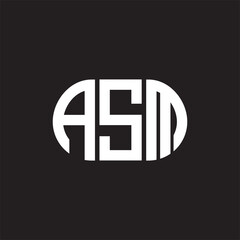 ASM letter logo design on black background. ASM