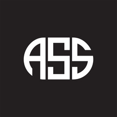 ASS letter logo design on black background. ASS