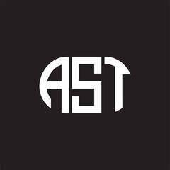 AST letter logo design on black background. AST