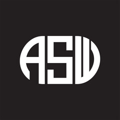 Obraz premium ASW letter logo design on black background. ASW