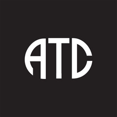 ATC letter logo design on black background. ATC