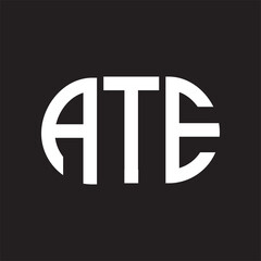 ATE letter logo design on black background. ATE