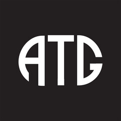 ATG letter logo design on black background. ATG
