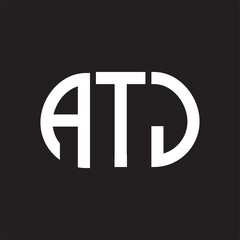 ATJ letter logo design on black background. ATJ