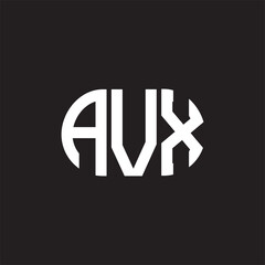 AVX letter logo design on black background. AVX