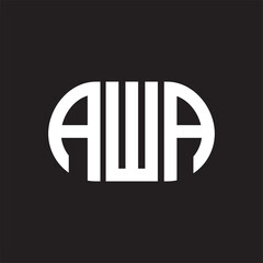 AWA letter logo design on black background. AWA - obrazy, fototapety, plakaty