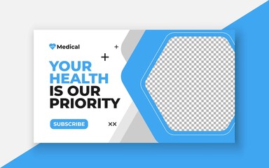 Medical healthcare youtube thumbnail and web banner template.Editable video thumbnail template