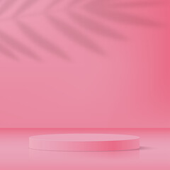 Asbtract background with pink podium for cosmetics product. Vector