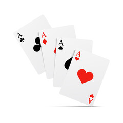 Set of playing cards, ace of four suits. Vector