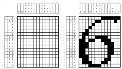 Fototapeta premium Number Six Nonogram Pixel Art M_2201002