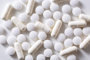 白い錠剤とカプセル薬