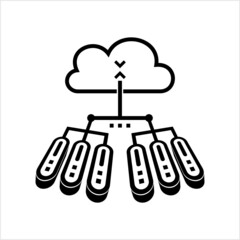 Cloud Network Icon, Cloud Computing Network Concept, On Demand Availability Of Computer System Resources