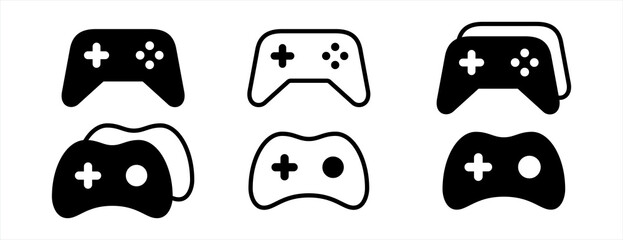 Gamepads vector icon set. Game controller icon. Video game console icon. Vector illustration - obrazy, fototapety, plakaty