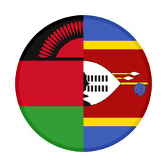 round icon with malawi and swaziland flags. vector illustration isolated on white background
