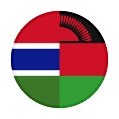 round icon with gambia and malawi flags. vector illustration isolated on white background
