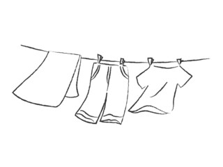 洗濯　洗濯物　手描き　イラスト