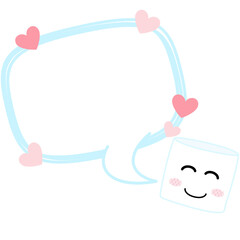 マシュマロのキャラクターと吹き出しのフレーム素材