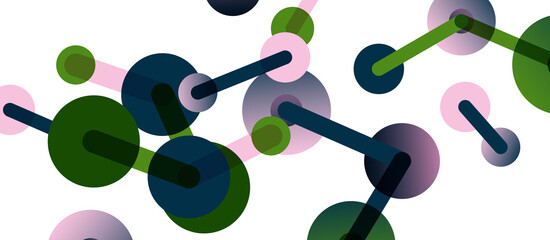 Line points connections geometric abstract background. Circles connected by lines. Trendy techno business template for wallpaper, banner, background or landing