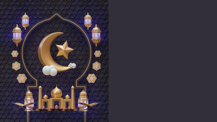Ramadan Copy Space With Composition Of 3D Render Illustration