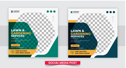 Agricultural and farming services social media post or web banner template.