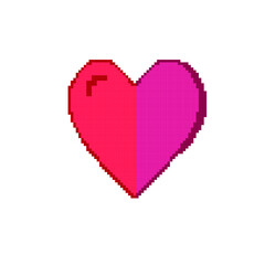 Pixel art red heart, symbol of valentine's day. Greeting card vector