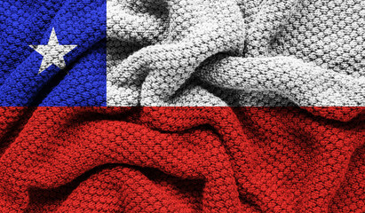 Chile flag on knitted fabric. 3D-image