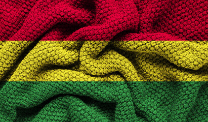 Bolivia flag on knitted fabric. 3D-image