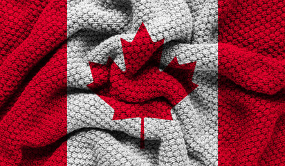 Canada flag on knitted fabric. 3D-image