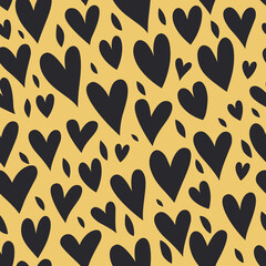 Seamless pattern with hearts  gold glitter pattern. Design for fashion, fabric, wrapping, wallpaper and all prints on black.
