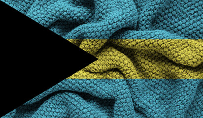 The Bahamas flag on knitted fabric. 3D-image