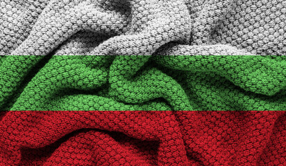 Bulgaria flag on knitted fabric. 3D-image