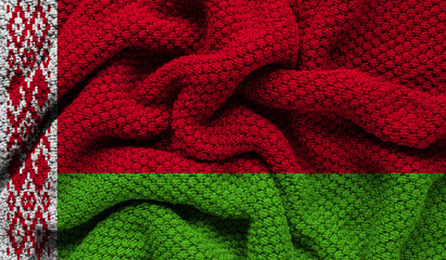 Belarus flag on knitted fabric. 3D-image