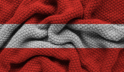 Austria flag on knitted fabric. 3D-image