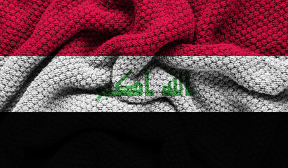Iraq flag on knitted fabric. 3D-image