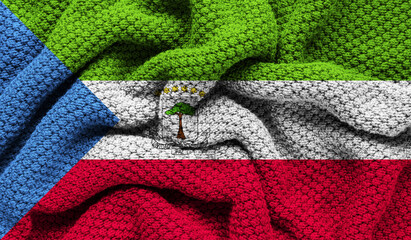 Equatorial Guinea flag on knitted fabric. 3D-image