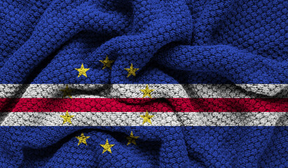 Cape Verde flag on knitted fabric. 3D-image