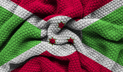 Burundi flag on knitted fabric. 3D-image