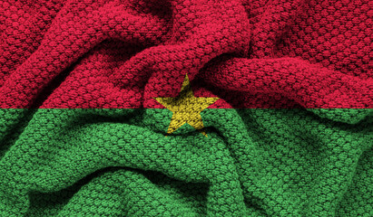 Burkina Faso flag on knitted fabric. 3D-image