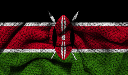 Kenya flag on knitted fabric. 3D-image