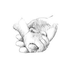 Parent and Child Holding Hand sketch
