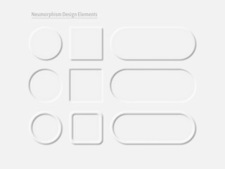Neumorphism UI design element set. Simple trendy interface for applications. Vector elements for your design.