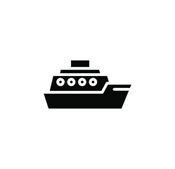 Ship, Boat, Sailboat Solid Icon, Vector, Illustration, Logo Template. Suitable For Many Purposes.