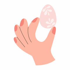 Fototapeta premium Hand hold easter egg on white background