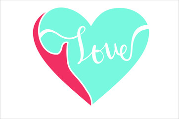 Happy Valentine. Heart shaped love symbol. Two vectors of heart and love connected with ribbon 